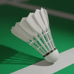 "Shuttlecock Badminton 3D model for Blender 3D - Arrow-shaped, tsukasa dokite design, perfect for mobile game icons and CAD projects."