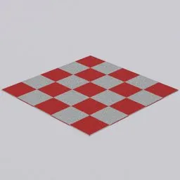 Red and grey checkered carpet 3D model rendered in Blender, featuring a simple, optimized shader design.