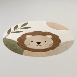 Round Lion Kids Rug