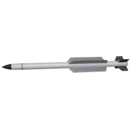 Detailed 3D model of a historic military rocket, compatible with Blender rendering.