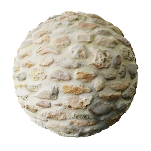 2K PBR rough stone wall material with realistic mud or dirt for Blender 3D textures.
