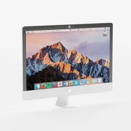 Detailed 3D model render of an Apple iMac with a realistic display screen, ideal for Blender 3D projects.