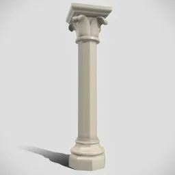 Highly detailed medieval-style 3D column with leaf designs, compatible with Blender for architectural rendering.