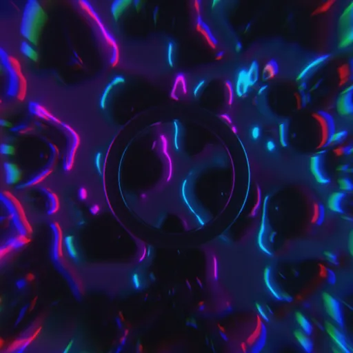 3D abstract scene with vibrant lighting and customizable displacement for creative professionals.