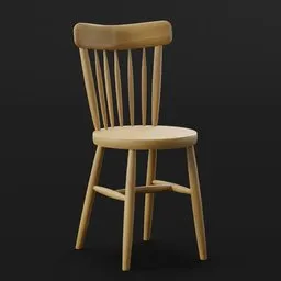"High-poly wooden cafe chair for Blender 3D: Ideal for horeca environments, this robust chair is designed for heavy use. Perfect for game asset creation with unreal engine."