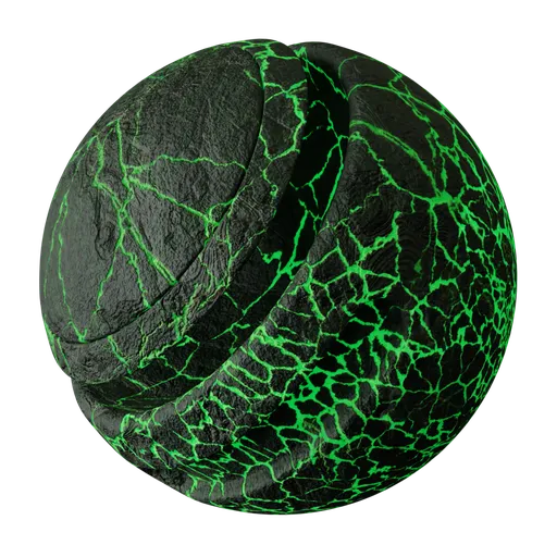 Asteroid Glowing Lava Green Rock