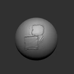 3D Blender sculpting brush creating detailed fabric tears and stitches on a modeled surface