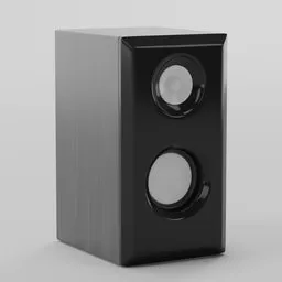 High-detail black PC speaker 3D model with realistic textures, designed for Blender rendering.