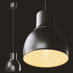 Minimalist 3D Blender model of a sleek pendant light with adjustable wire, perfect for modern interior renderings.