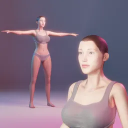 Skinny Female Body Base Mesh Character - Semi Realistic - Rigged (Rigify)