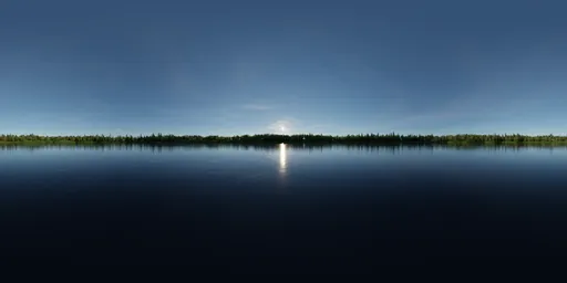 Blue Sky Sunny Evening Lake