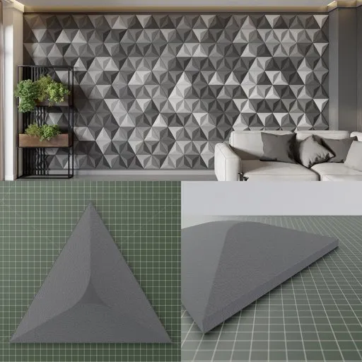 Detailed 3D acoustic foam panel model in Blender, showcasing customizable colors and modular design for versatile arrangements.