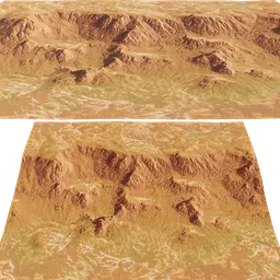 High-resolution textured 3D dry hill terrain model suitable for Blender 3D projects.