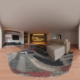 Modern Panoramic Living Room Interior