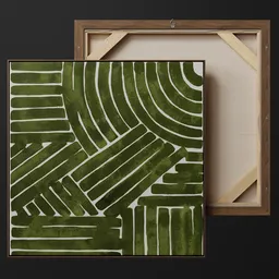 Painting Art Green Line Abstract