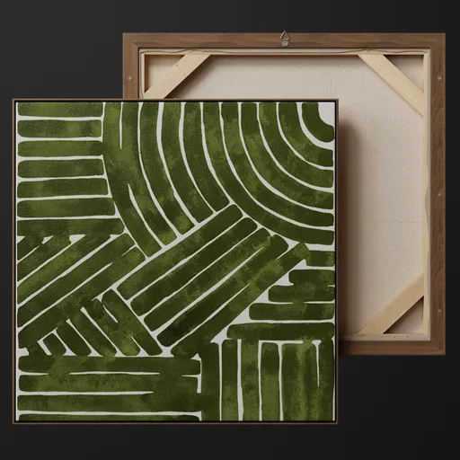 Painting Art Green Line Abstract