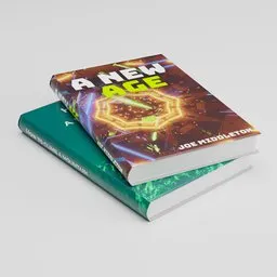 Detailed 3D modeled books showing vibrant covers and spines, suitable for Blender rendering.