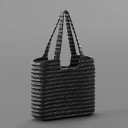 Black Ribbed Glossy Tote Bag