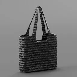 Black Ribbed Glossy Tote Bag