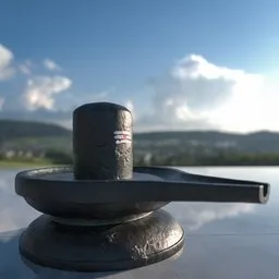 "Realistic 3D model of a Hindu symbol Shiv Lingam sculpture in Blender 3D. Made of stone and depicted with a sky and temple background, this model is perfect for connection rituals and visualizations in Hinduism. Rendered with path tracing for a truly immersive experience. "
