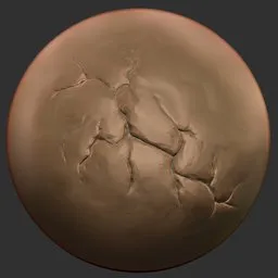 ER ICE Brush 08 sculpting tool for 3D models with detailed crack and crevice effects for creature design in Blender.