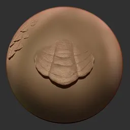 3D Blender sculpting brush imprint for creating detailed fish scales texture on models.