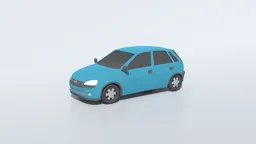 3D Blender model of blue low poly Opel Corsa C for CG visualization and renderings.