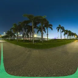 Night city seaside runway