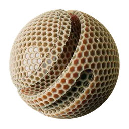 Realistic honeycomb pattern PBR material for 3D rendering in Blender, versatile for geometric designs.