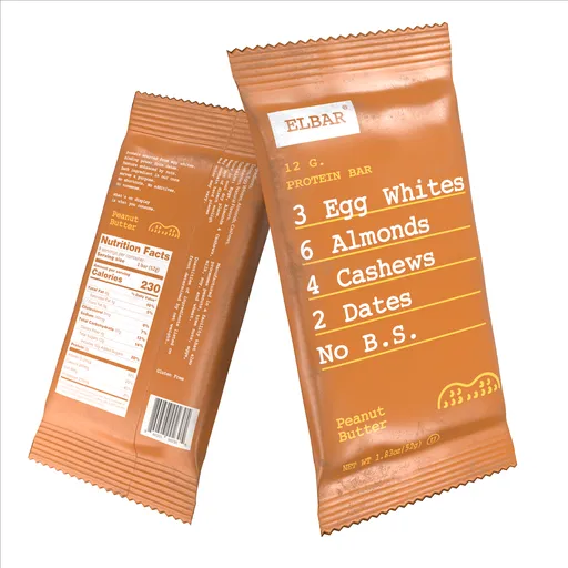 Realistic 3D peanut butter protein bar model with detailed texture, suitable for game asset or rendering.