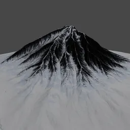 Detailed snow-capped 3D mountain model, ideal for Blender rendering and landscape visualization.