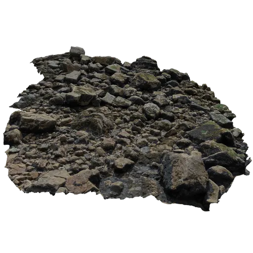 Realistic 3D model render of a rocky terrain, optimized for Blender, showcasing detailed textures and natural lighting effects.