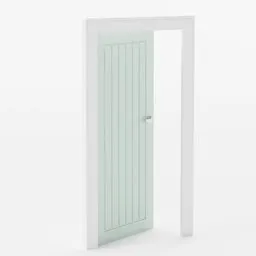 Green and white panelled 3D door model with interactive rotation feature, designed for Blender software.