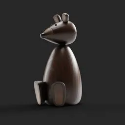 3D Render of a Stylized Wooden Bear, Ideal for Blender 3D Artists and Model Enthusiasts.