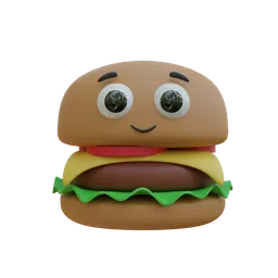 "3D Burger mascot character for Blender 3D - perfect for fast food advertising campaigns. This monster creature model features a hamburger with eyes, bun and cheese, rendered with high-definition and global illumination techniques. Inspired by Rafail Levitsky, this 3D model is great for illustrations and game engines."