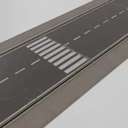 Detailed 3D rendering of an urban street section with crosswalk, designed for Blender modeling and animation projects.