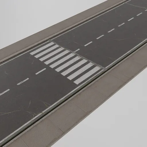 Detailed 3D rendering of an urban street section with crosswalk, designed for Blender modeling and animation projects.
