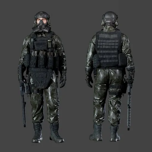 Hazmat Soldier Standing Dark Green