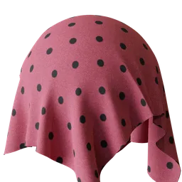 High-resolution red polka dot fabric texture for PBR material in Blender 3D applications.