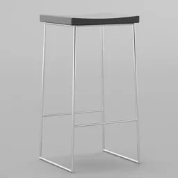 "Minimalistic bar stool with black plastic seat and silver metal legs, modeled in Blender 3D. Perfect for modern pub or home bar. Rendered with Lumion for optimal visual impact."
