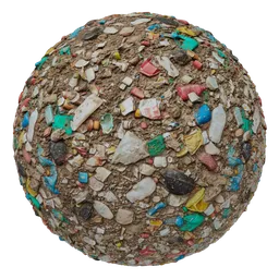 High-resolution PBR texture of assorted household waste for 3D modeling, featuring realistic debris suitable for Blender.