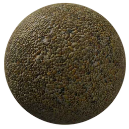 High-resolution PBR Yellow Gravel texture for 3D modeling in Blender, ideal for realistic stone surface detailing.