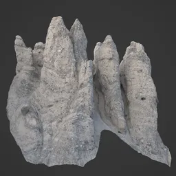 Detailed 3D model of a realistic rocky formation suitable for Blender graphic projects.