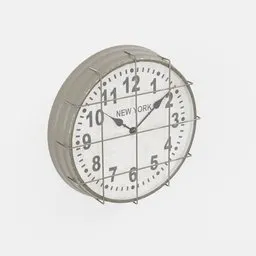 Vintage-style 3D subway clock model with protective cage, suitable for Blender rendering and design projects.