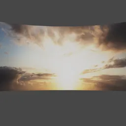 High-quality 3D render of a dramatic cloudy sunset, suitable for Blender, panoramic sky simulation.