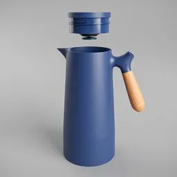 "3D model of a sophisticated Coffee Bottle with wooden handle and brass beak, inspired by the works of Mads Berg and Giuseppe Antonio Petrini. Textured with high-quality 2k textures. Designed in Blender 3D and perfect for use in your next project."