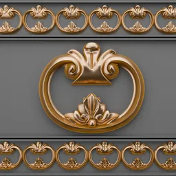 Intricate gold 3D trim brush ornament for Blender, enhancing speed and quality in design projects.