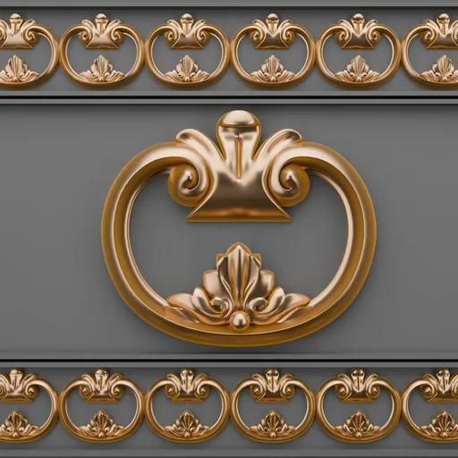 Intricate gold 3D trim brush ornament for Blender, enhancing speed and quality in design projects.