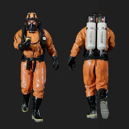 Hazmat Specialist Walking Pose Orange