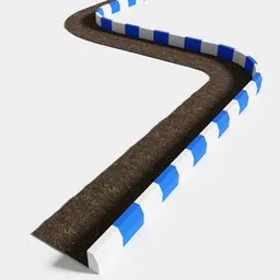 "3D model of a side kerb for Blender 3D, perfect for exterior scenes. The curved design can be easily modified to fit any project. Ideal for adding realistic road details."